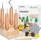 Wood Carving Kit – 20-Piece Beginner Wood Whittling Set with 4 Carving Knives, Basswood Blocks, Gloves, Frosted Sponge & Storage Bag – DIY Craft Gift Set for Kids and Adults (brown)